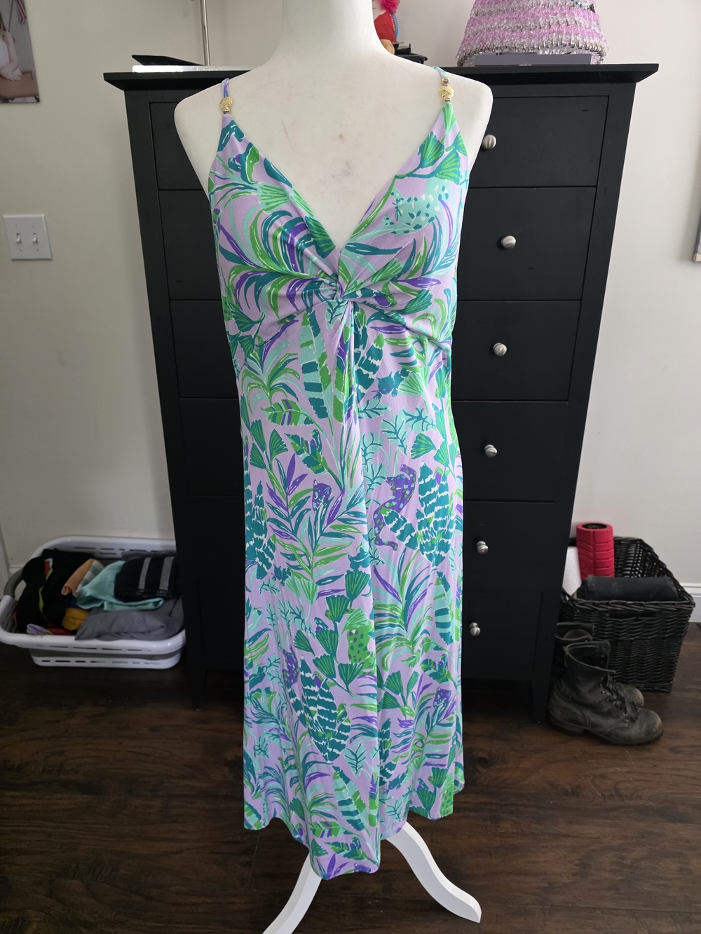 Lilly Pulitzer Lavender, Green & Turquoise Tropical Midi Dress